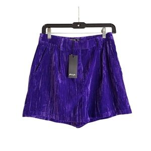 Nasty Gal NWT Purple Crushed Velvet High Rise Tailored Shorts Size 6